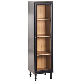 Beliani Beliani - Armario Decorativo Escandinavo Cl&aacute;sico Aparador Alto Con Expositor De Vidrio Negro Con Madera Clara Tingledale