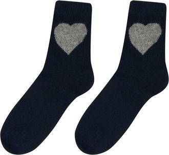 JUMPER 1234 Womens Heart Socks In Navy Cloudy