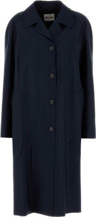 Miu Miu Womens Navy Blue Mohair Blend Oversize Overcoat - Dark Blue Wool - Size EU 34 (Womens)