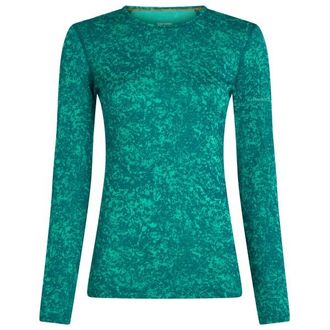 Icebreaker Merino 200 Oasis L/S Crewe Moss Bloom Aop Merinounterw&auml;sche f&uuml;r Damen | t&uuml;rkis