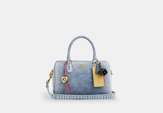 Coach Womens Rowan Satchel Bag in Blue | Cotton