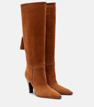 Gianvito Rossi Leather-trimmed suede knee-high boots
