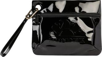 Sundek Schoudertas Clutch van Glanzende Stof met Logo - Dames - Clutches - Zwart - ONE Size - Tassen
