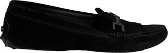 Tod's TodS Pre-owned Womens Fringed Gommino Driving Loafers in Black Suede - Size EU 41