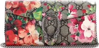 Gucci Dionysus Chain Wallet Blooms Print GG Coated Canvas Long clutch bag - Bruin