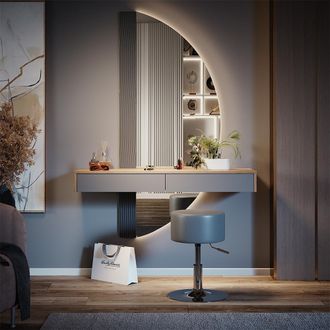 Vicco Tocador Melisa, Gris, 120 Cm Con Iluminaci&oacute;n Y Taburete