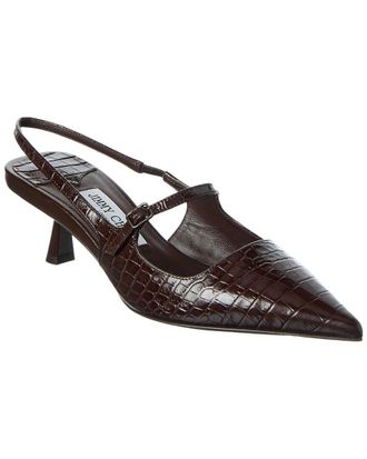 Jimmy Choo London Didi 45 Croc-Embossed Leather Slingback Pump
