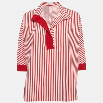 Carolina Herrera Red Striped Cotton Oversized Top