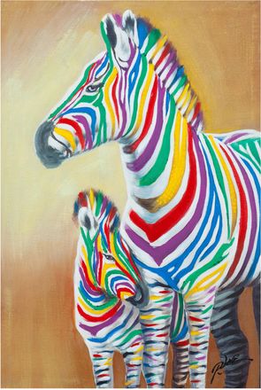 Biscottini International Cuadro &Oacute;leo Sobre La Tela Pintado A La Mano Zebre
