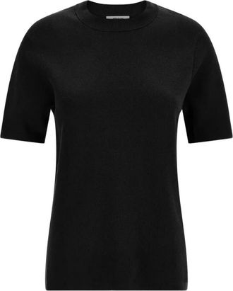 Entire studios Gebreide top met ronde hals en korte mouwen - Dames - T-shirts - Zwart - L - Tops