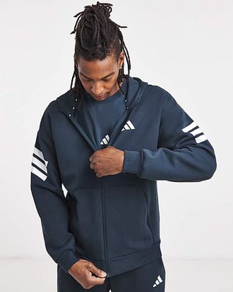 adidas Fleece 3 Stripe Full Zip Hoodie