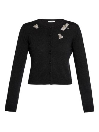 Erdem embellished crew neck cardigan - Black