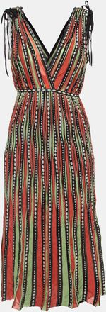 M Missoni Green/orange Alga And Bubble Pattern Knit Midi Dress