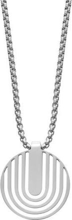 Geoffrey Beene Mens Stainless Steel Disc Plate Pendant Necklace in Silver at Nordstrom Rack