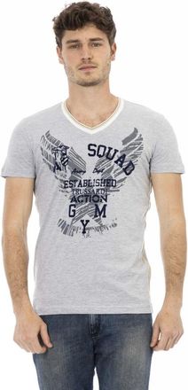 Trussardi Korte Mouw V-hals Bedrukt T-shirt - Heren - T-shirts - Grijs - M - Tops