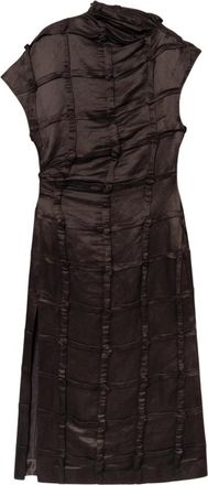 Mark Kenly Domino Tan Delyna Atelier Linnen Zijden Jurk - Dames - Casual kleedjes - Bruin - S - Linnen - Kleedjes