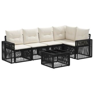 vidaXL Conjunto De Sof&aacute;s De Jard&iacute;n 6 Pcs Negro Y Blanco Crema Vidaxl