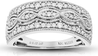 Vir Jewels 2/5 cttw Round Cut Lab Grown Diamond Wedding Band 57 Stones.925 Sterling Silver Prong Set