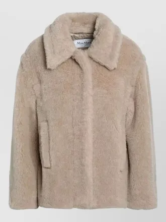 Max Mara collared jacket faux fur texture pockets
