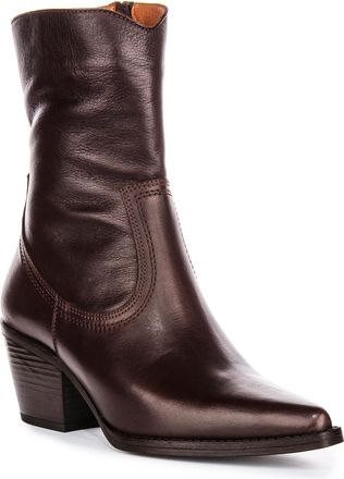 Justinreess England Luisa Womens Low Heel Pointed Cowboot Style Ankle Boots (Brown, UK 6)