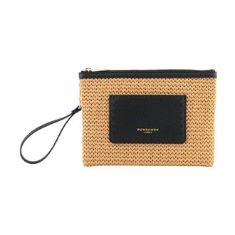 Pourchet Tassen, Dames, Blauw, ONE Size, Leer, Cassis Clutch