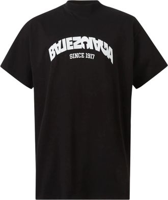Balenciaga Mens Back Flip Logo T-shirt in Black Cotton - Size X-Small
