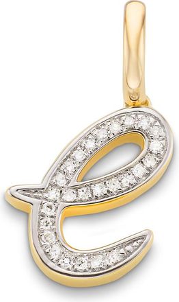 Monica Vinader Gold Alphabet E Diamond Pendant Charm Diamond