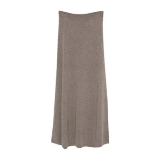 Lisa Yang Maxi Skirts, female, Brown, Size: XS Ribbed-trim A-line Midi Skirt