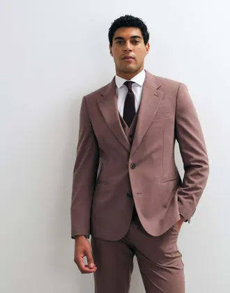 Asos giacca da abito slim color malva-Rosa