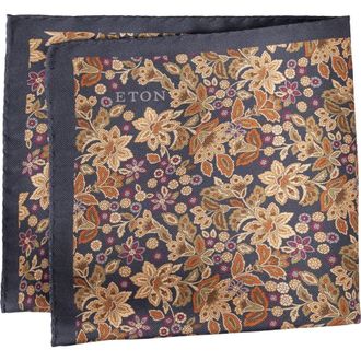 Eton Floral Silk Pocket Square in Navy at Nordstrom Rack