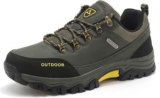 Generic Mens Outdoor Oversized Low Top Hiking Sneakers for Rugged Terrain and Daily Exploration (Army Green, 8.5)