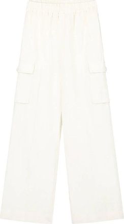 Olaf Hussein Cargo Linnen Broek - Dames - Wijde Broeken - Wit - L - Linnen - Broeken
