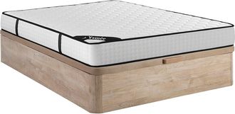 Vente-Unique Conjunto 140 x 190 cm somier con arc&oacute;n color natural claro + colch&oacute;n muelles ensacados 7 zonas y viscoel&aacute;stica 22cm de grosor - LUREAN de YSM&Eacute;E