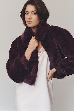 Maeve Crop Faux Fur Coat Jacket