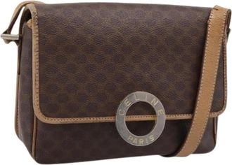 Celine Pre-owned Vintage Macadam Canvas Shoulder Bag - Dames - Vintage Schoudertas - Bruin - ONE Size - Leer - Vintage