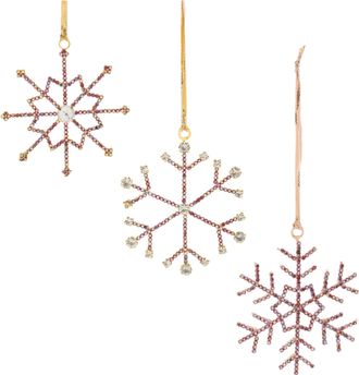 Melrose International Jeweled Metal Snowflake Ornament (Set of 12) - Red, Gold