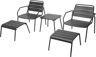 Hesperide Hesperide - Conjunto De Muebles Phuket Jard&iacute;n Terraza 5 Piezas Estilo Contempor&aacute;neo Color Gris Grafito