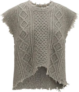 R13 Gilet Girocollo Boyfriend in Maglia Grossa - - Knitwear - Donna - Grigio - M