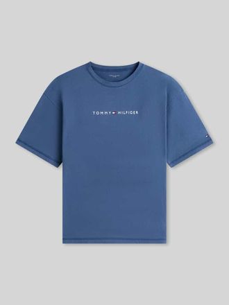 Tommy Hilfiger Regular Fit T-Shirt mit Label-Schriftzug aus reiner Baumwolle in Dunkelblau, Gr&ouml;&szlig;e XXL