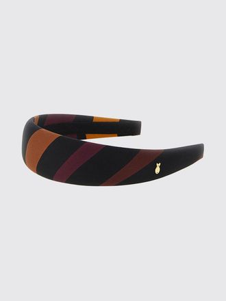 Pucci Cerchietto in pura seta con stampa a righe multicolor e logo metallico