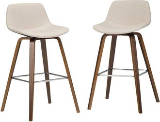 Simpli Home Set Of 2 Randolph Mid Century Modern 28In Bentwood Counter/ Bar Height Stools