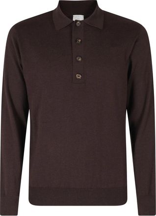 Eleventy Polo met 4 knopen - Heren - Ronde hals truien - Bruin - XL - Truien & Vesten
