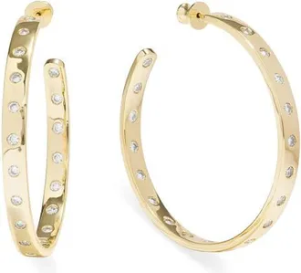 Melinda Maria Ashley Rodeo Cubic Zirconia Hoop Earrings in Gold-White at Nordstrom