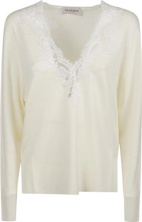 Ermanno Scervino V-hals Trui - Dames - V-hals truien - Wit - M - Truien & Vesten