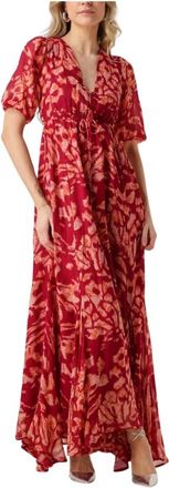 Notre-V Kleedjes, Dames, Rood, S, Paarse Charm Maxi Jurk