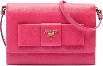 Prada Pre-owned Prada Saffiano Lux Bow Wallet On Strap Ladies K8EU0X4SP3Q8SE0V