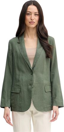 Benetton Linnen Blazer - Dames - Blazers - Groen - XS - Linnen - Jassen