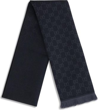 Gucci Womens Wool Scarf Gg Supreme Black-Light Grey (ovis Aries) Black/light Scarfs