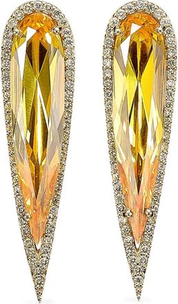 Anabela Chan Orecchini Glimmer in oro bianco 14 carati e vermeil rodiato con diamanti e citrino