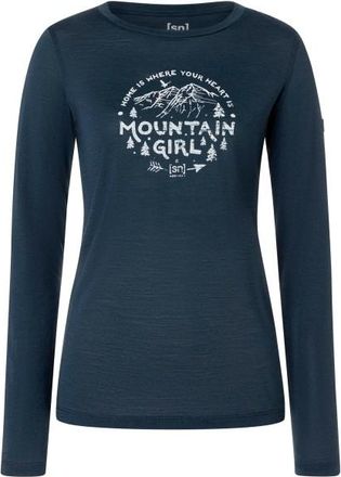super.natural Mountain Girl L/S Merinoshirt f&uuml;r Damen | blau/wei&szlig;